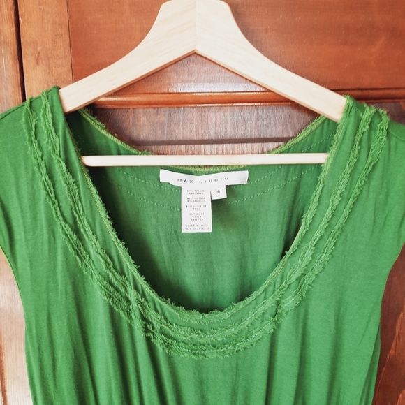 🛍 Max Studio Kelly Green Sleeveless Flower Applique Maxi Dress Size Medium - Picture 4 of 10